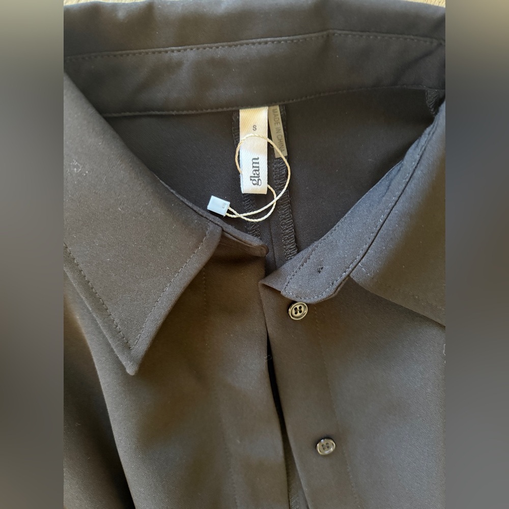 Glam Black Button-Up Shirt - Picture 4 of 7